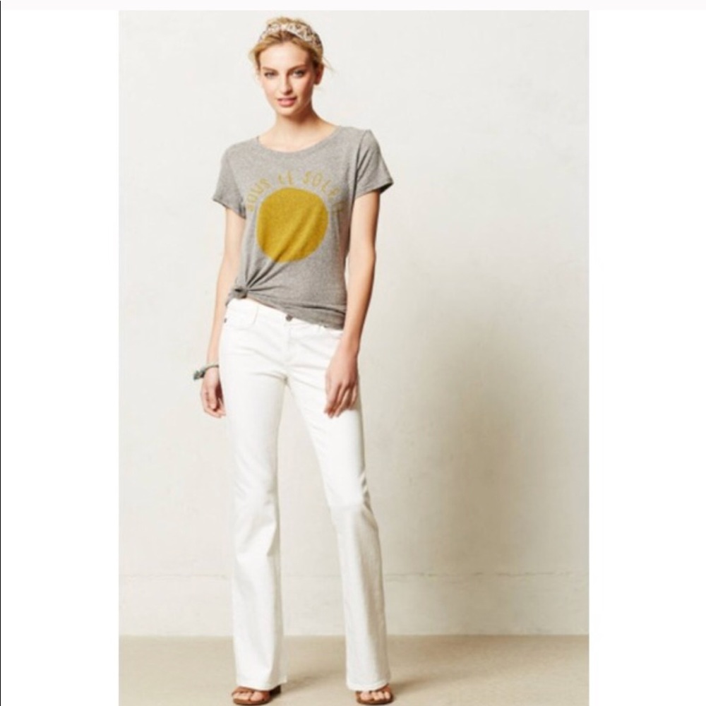 AG white jeans—the Angelina petite boot cut